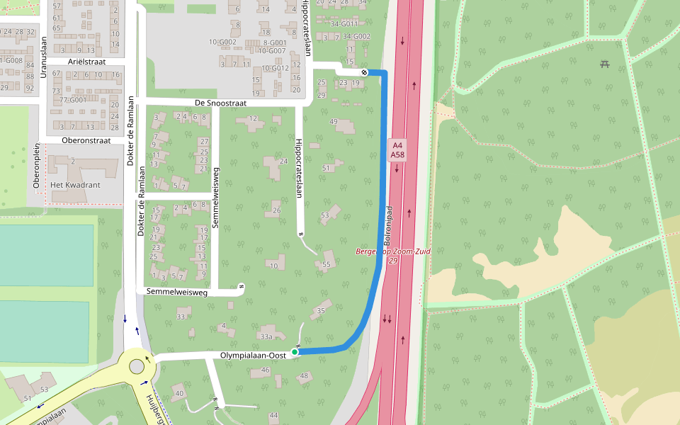 Bolronipad walking route map in Bergen op Zoom