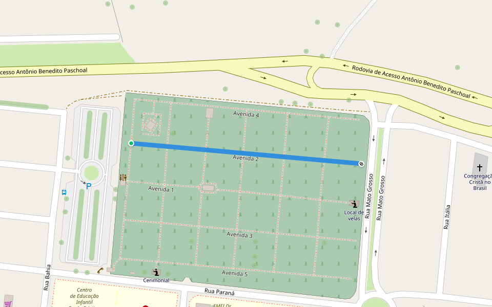 Avenida 2 walking route map in Descalvado