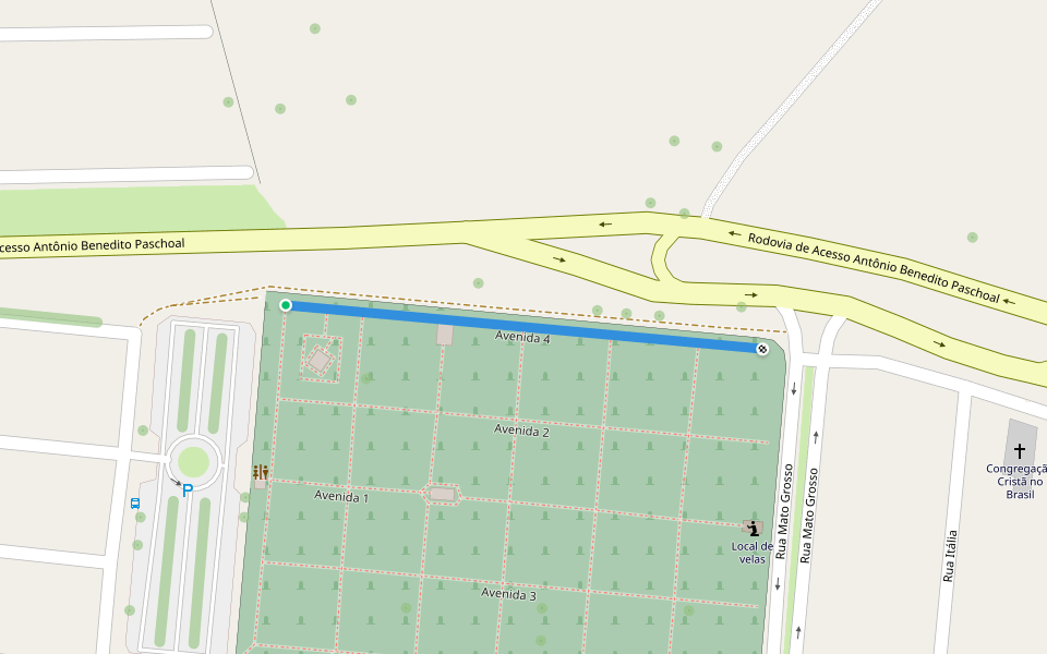 Avenida 4 walking route map in Descalvado