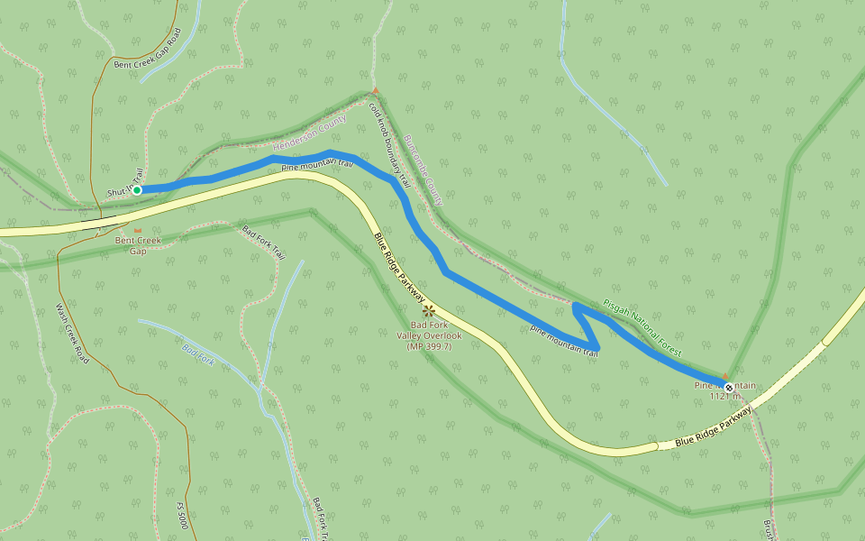 pine mountain trail walking route map in Horse Shoe