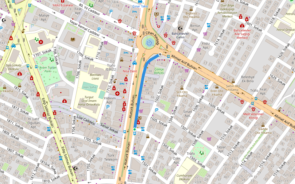 Kaldırım walking route map in Batman
