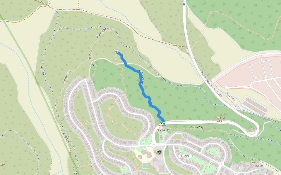 שביל האלונים walking route map in Hoshaya