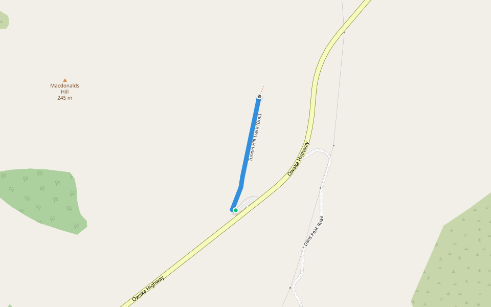 Tunnel Hill Track (DoC) walking route map in Katea