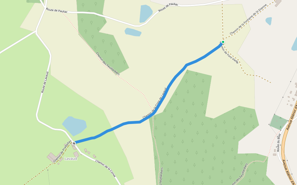 Chemin de la Croix de Lavaud walking route map in Firbeix