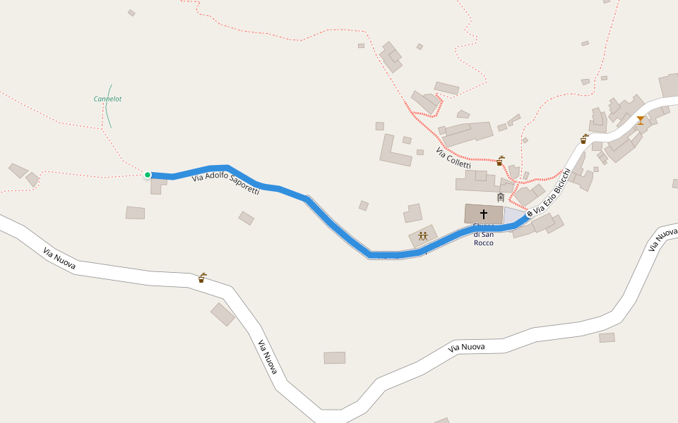 Via Adolfo Saporetti walking route map in Casoli