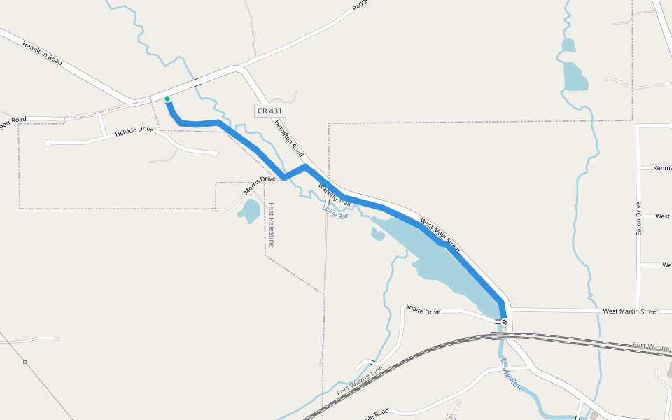 Walking Trail walking route map in East Palestine