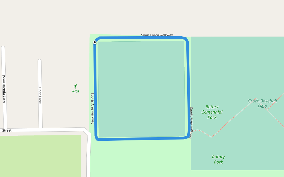Sports Area walkway walking route map in Grove