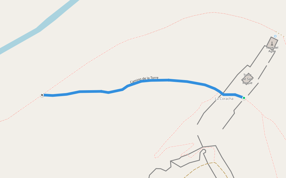 Camino de la Torre walking route map in El Arrabal