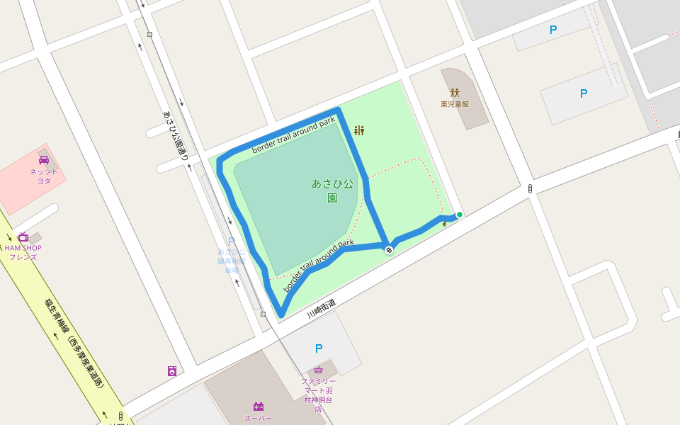 border trail around park walking route map in Hamura
