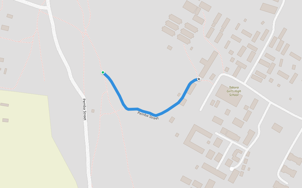 Pemba Street walking route map in Ndembezi