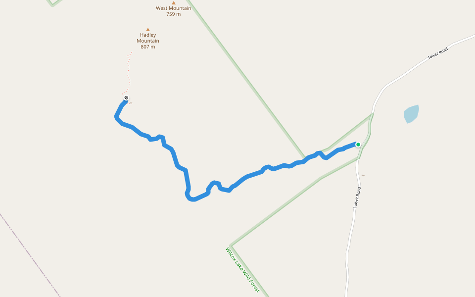 Hadley Mountain Trail walking route map in Hadley