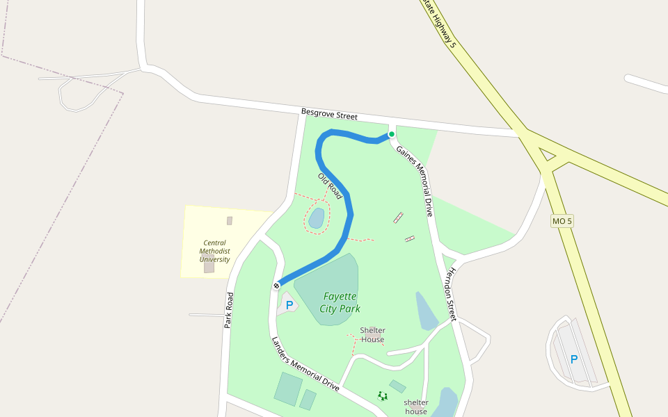 Old Road walking route map in Fayette