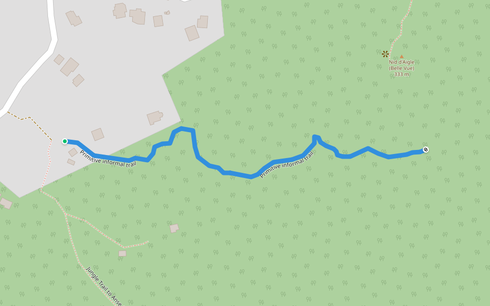 Primitive informal trail walking route map in Silhouette