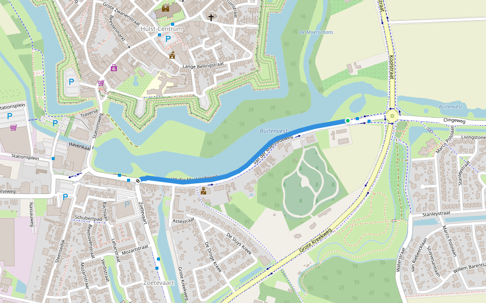 van der Maelstedeweg walking route map in Hulst