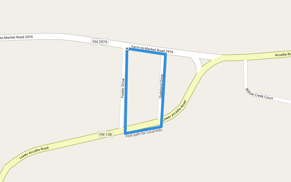 Foot path for Local kids. walking route map in Center