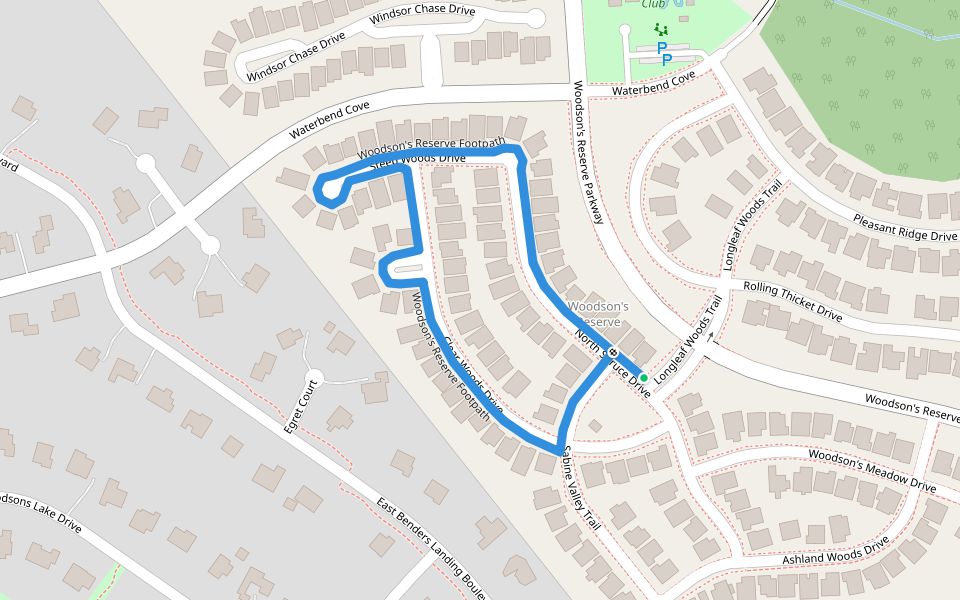 Woodson's Reserve Footpath walking route map in Spring
