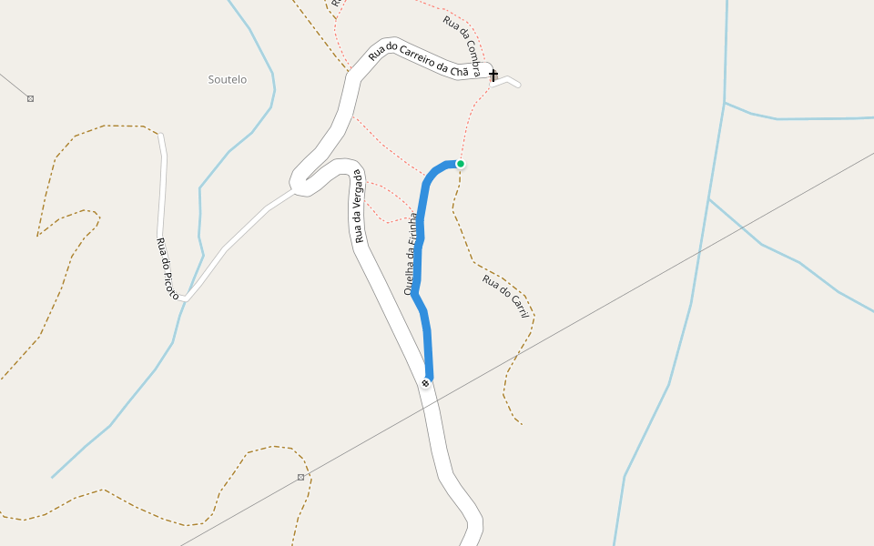 Quelha da Eirinha walking route map in Vila Nova de Poiares