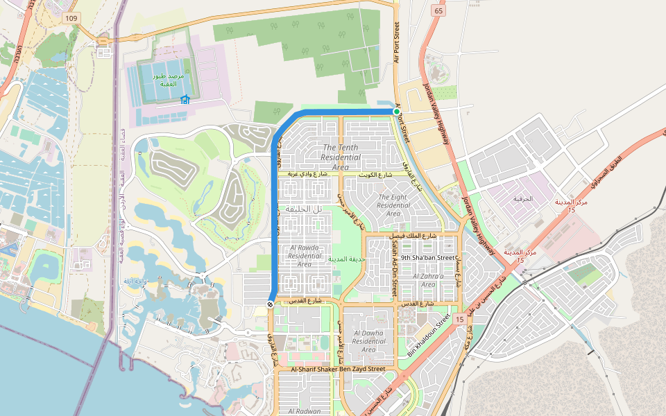 شارع الفاروق walking route map in Aqaba
