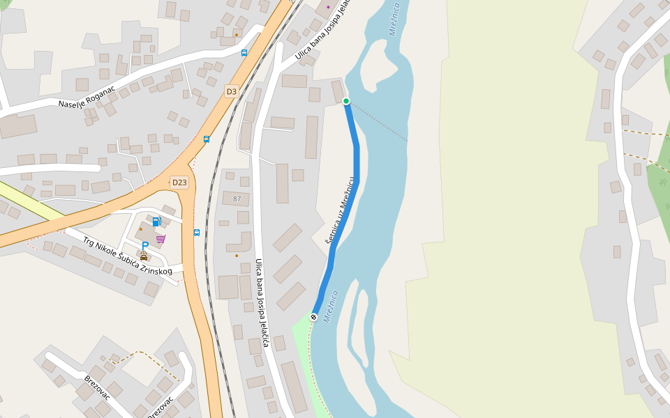 Šetnica uz Mrežnicu walking route map in Duga Resa