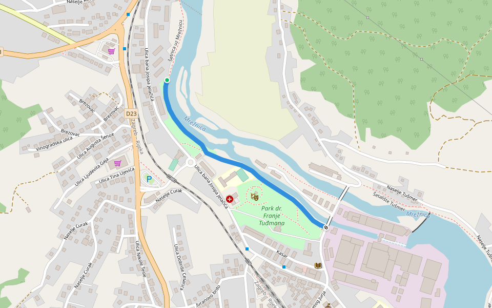 Put kroz park walking route map in Duga Resa