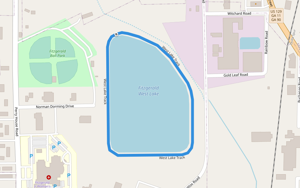 West Lake Track walking route map in Fitzgerald