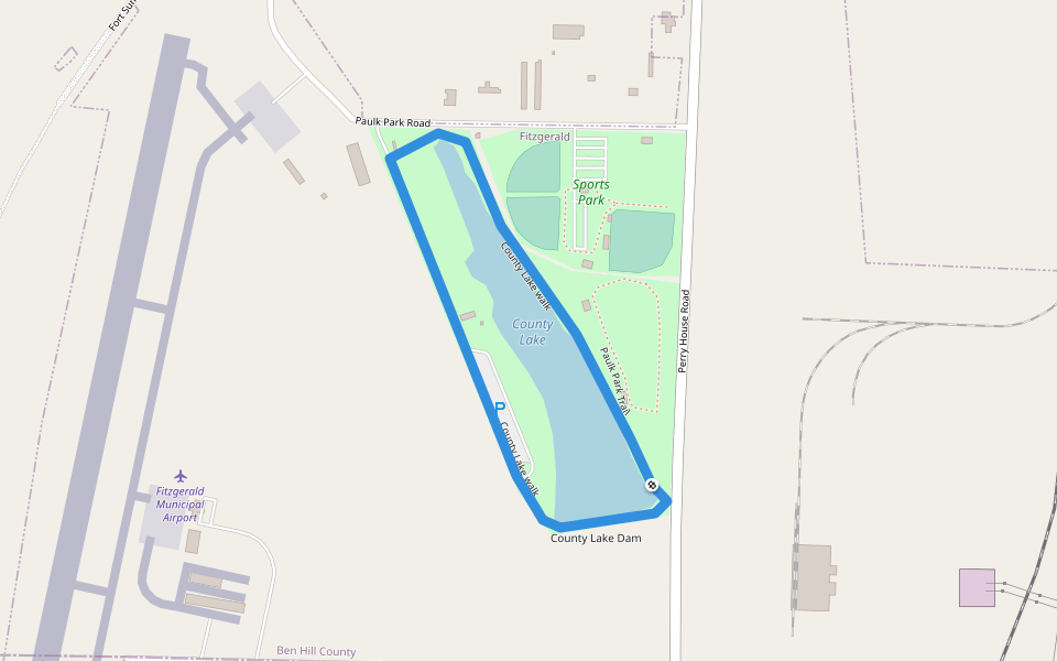 County Lake walk walking route map in Fitzgerald