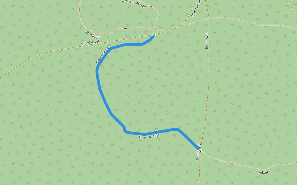 Over Ulvedal walking route map in Silkeborg