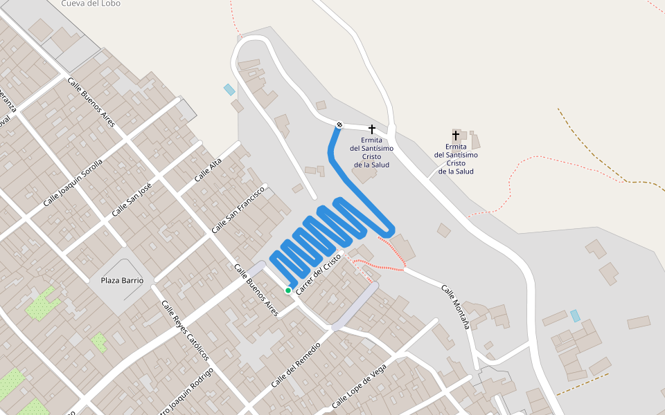 Ermita del Santísimo Cristo de la Salud walking route map in Navarrés