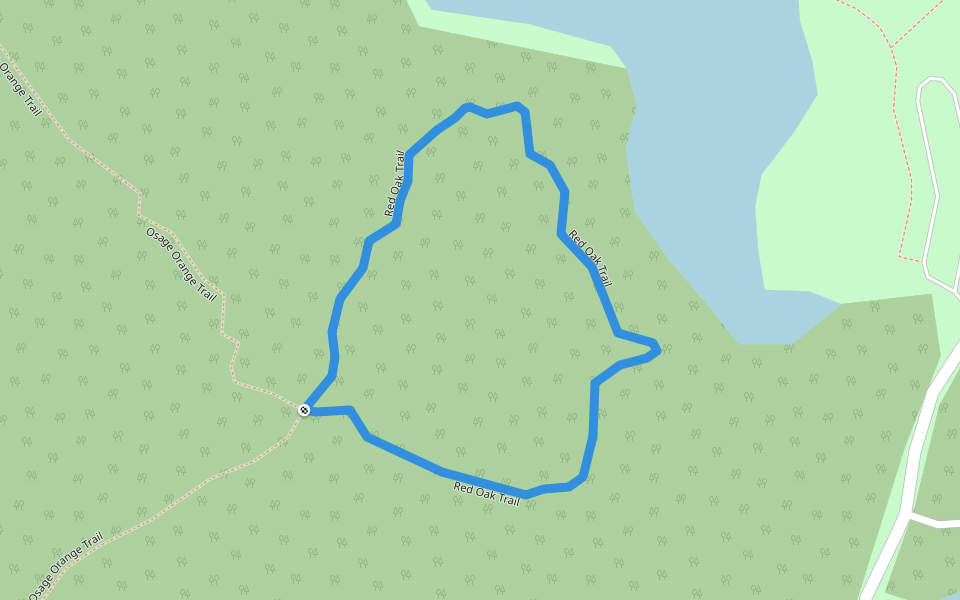 Red Oak Trail walking route map in Wills Point