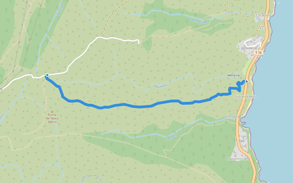Ancien Chemin de Conca à Figo walking route map in Conca