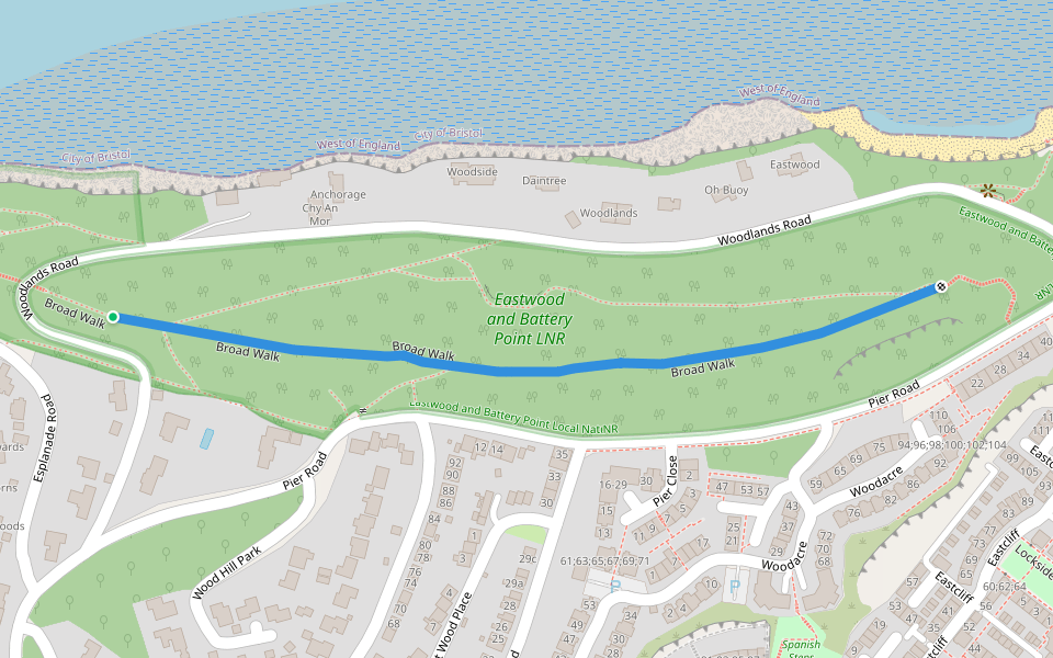Broad Walk walking route map in Portishead
