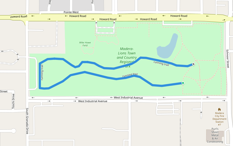 running trail walking route map in Madera