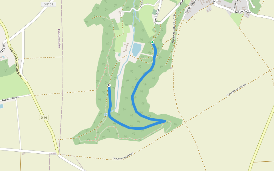 Sentier du Bois de Banru walking route map in Montigny-Lengrain