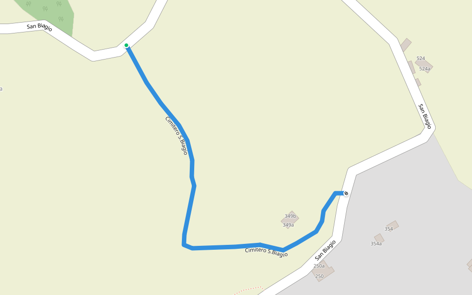 Cimitero S.Biagio walking route map in Savigno