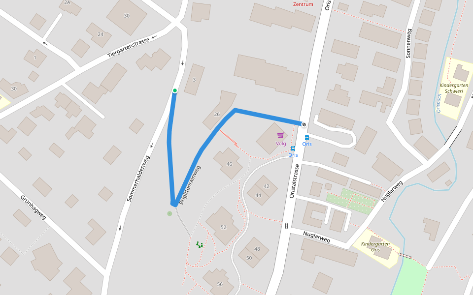 Brigittenrainweg walking route map in Liestal