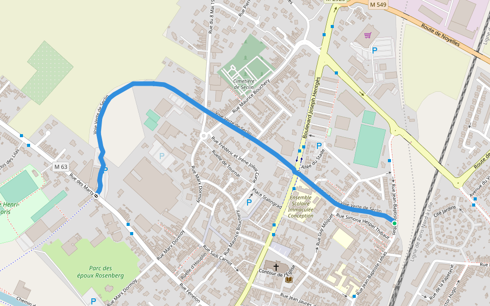 Voie Verte de Seclin walking route map in Seclin