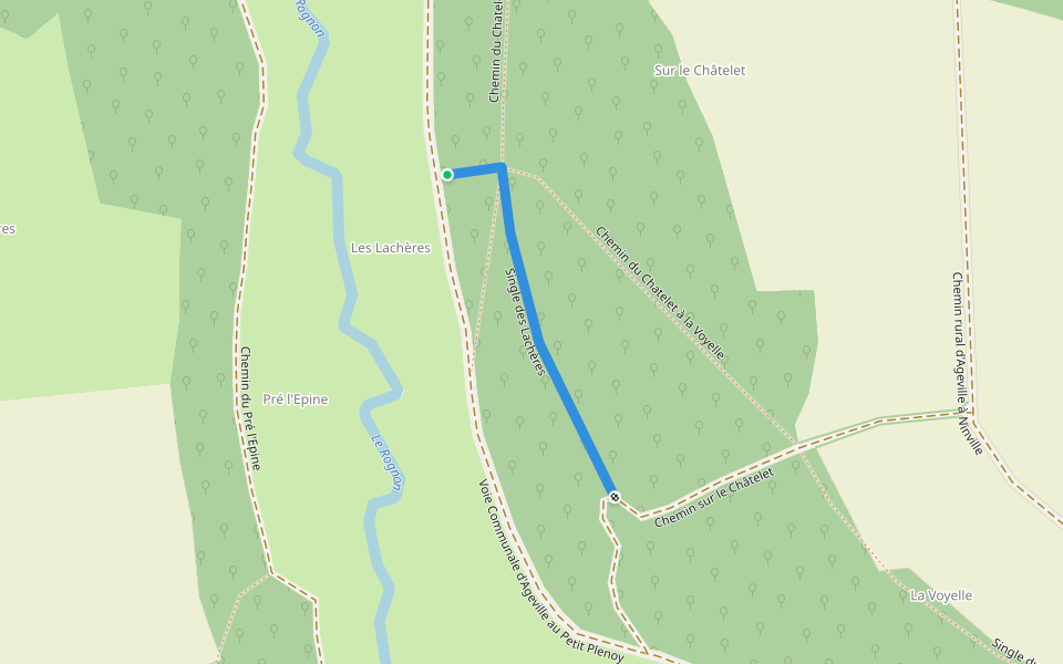 Single des Lachères walking route map in Ageville