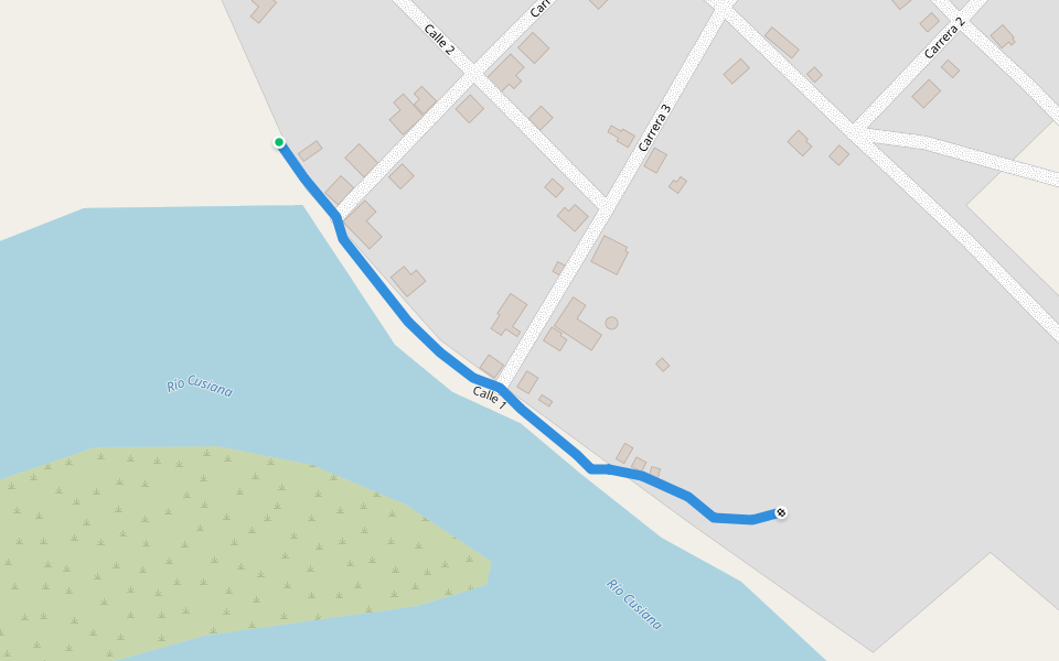 Calle 1 walking route map in Yopal