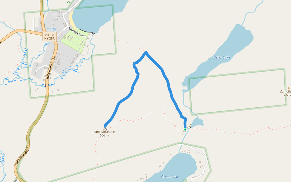 Kane Mountain North Trail walking route map in Caroga Lake