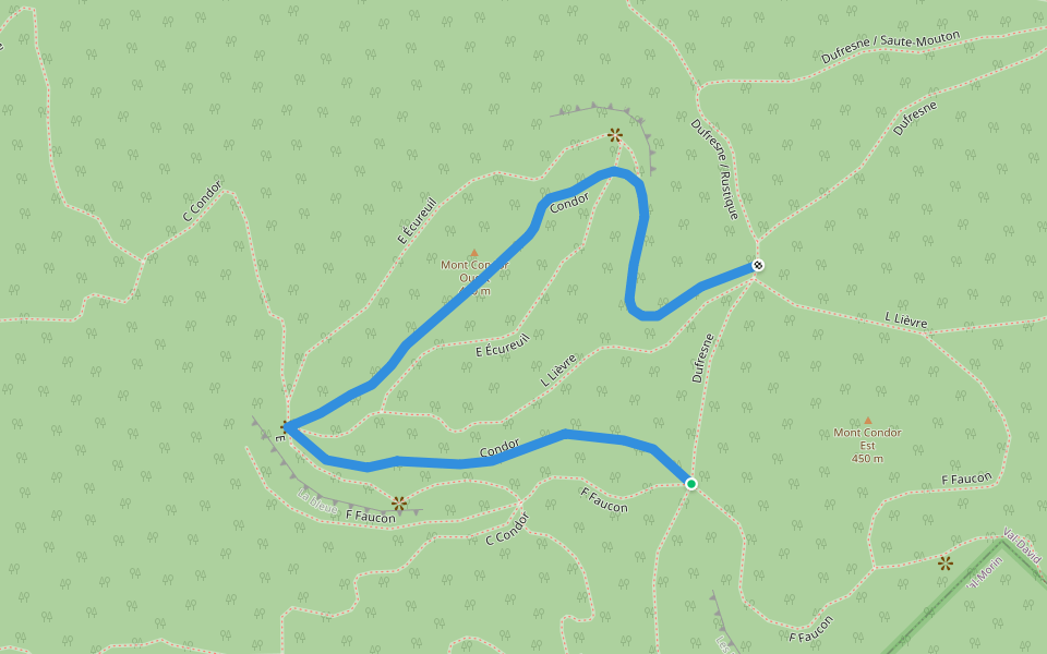 Condor walking route map in Val-David