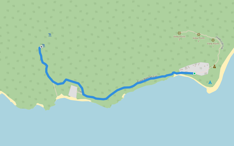 Pirate Waterfall Trail walking route map in Ko Tarutao