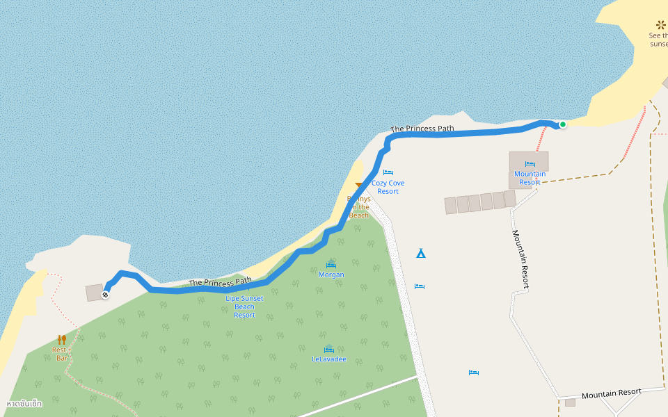 The Princess Path walking route map in Tambon Ko Tarutao