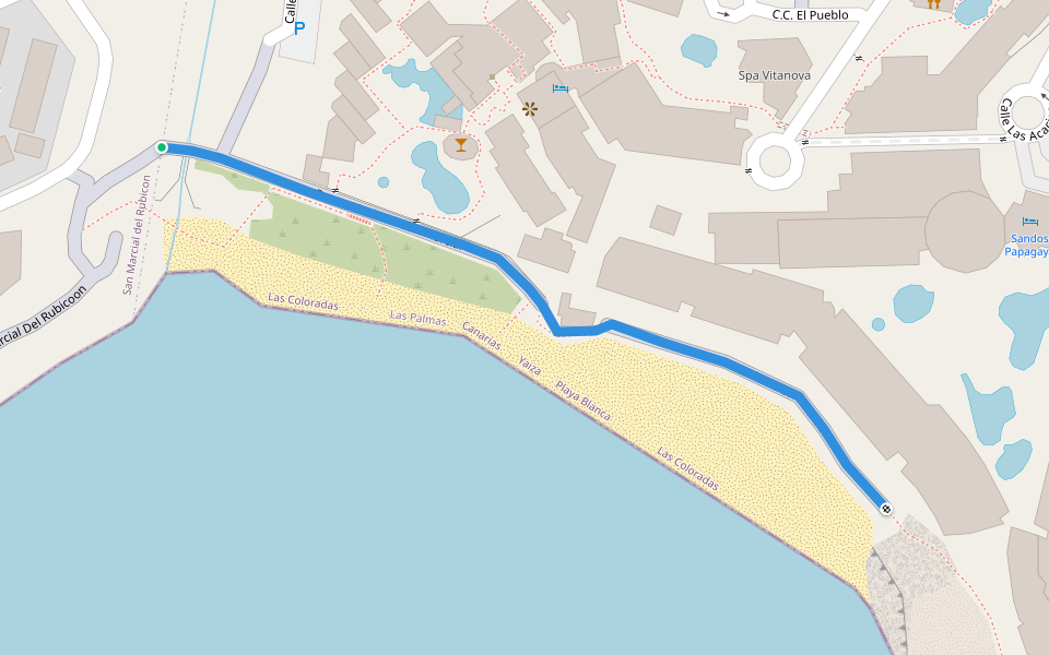 Paseo Marítimo San Marcial walking route map in Playa Blanca