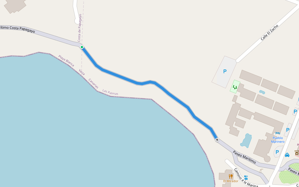 Paseo marítimo walking route map in Playa Blanca