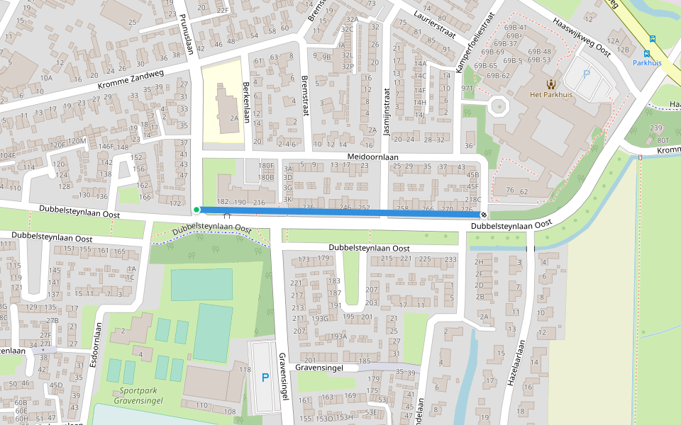 Dubbelsteynlaan Oost walking route map in Dordrecht