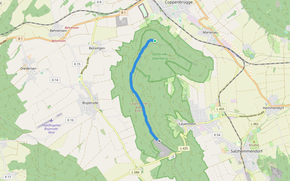 Ith-Kammweg walking route map in Coppenbrügge