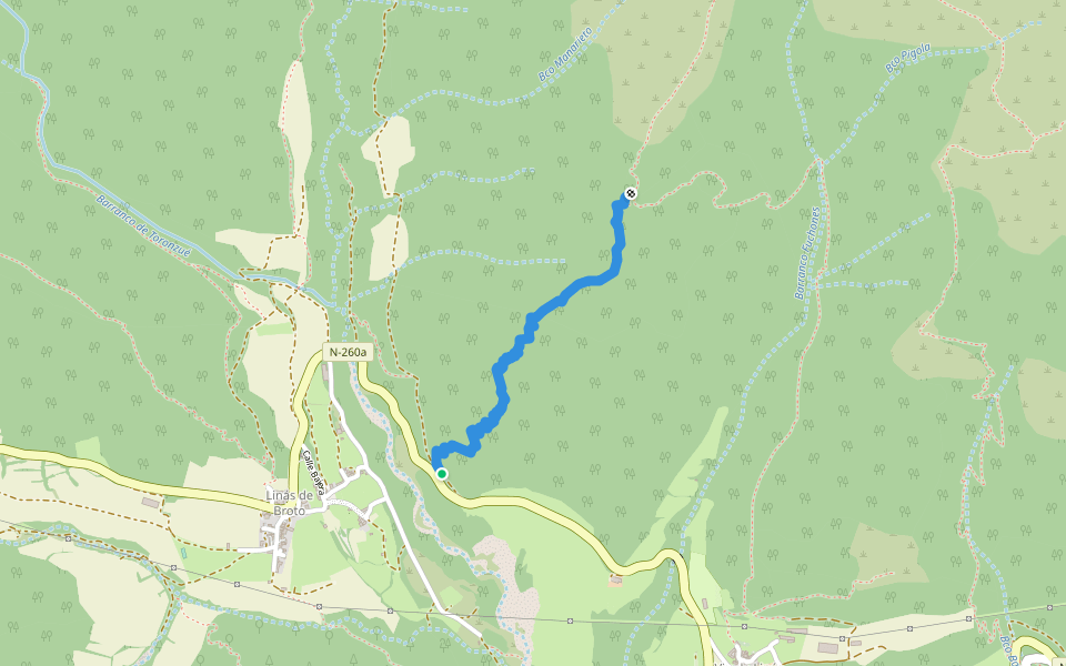 Senda al Mondiciero walking route map in Linás de Broto