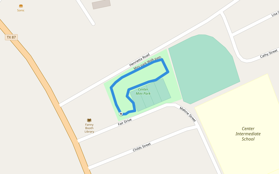 Mini park Walk path walking route map in Center