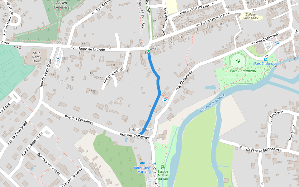 Sentier du Peux Saint-Martin walking route map in Saint-Maixent-l'École