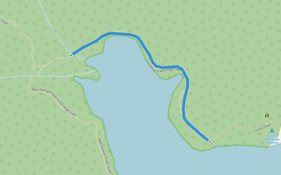 Coastal Track (High Tide) walking route map in Torrent Bay